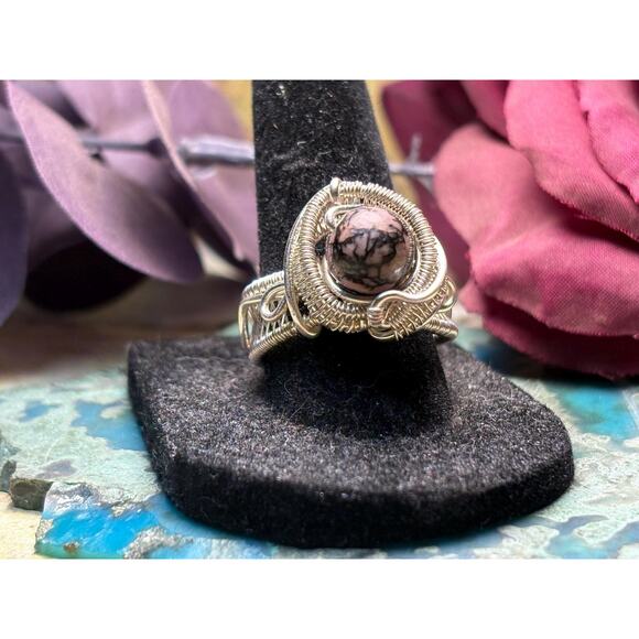 Artisan Rhodonite Ring Size 8 - Picture 10 of 10
